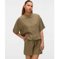 Vero Moda Hemdbluse VMLINN LINEN 2/4 SHORT SHIRT WVN NOOS
