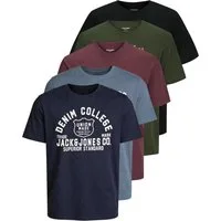 Jack & Jones PlusSize Print-Shirt Weites Shirt mit Printdruck (Spar-Set, 5er-Pack)