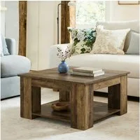 Tribesigns Couchtisch 80cm quadratischer Couchtisch mit Ablagefach, 2-stöckiger