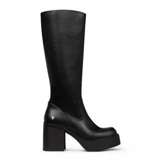 Windsorsmith Damen-Stiefel aus schwarzem Kunstleder mit kniehohem Plateauabsatz - Niche