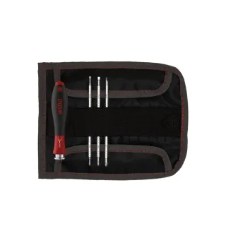 Wiha Schraubendreher mit Wechselklingen Set SYSTEM 4 Schlitz, Phillips, 5-teilges Set mit Rolltasche - 00613