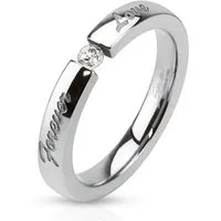 BUNGSA Fingerring 62 (19.7) Ring Forever Love eingraviert Edelstahl silber Damenring (Ring, 1-tlg., inkl. Schmuckbeutel aus Organza), Frauen Mädchen