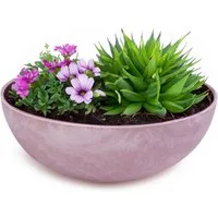 matches21 HOME & HOBBY Blumentopf Runde bauchige 20 cm Pflanzschale für draussen, alt-rosa marmoriert (1 St), Wetterfeste Blumen-Schale als moderne Gartendeko Grabschmuck