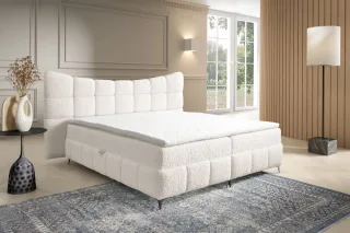 Boxspringbett Bett Schlafzimmerbett NOVA 140x200cm Stoff Rolf Creme