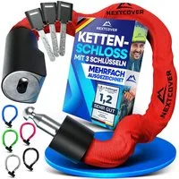 Nextcover Kettenschloss NEXTCOVER® Fahrradschloss LockOne mit Zahlencode oder Schlüssel