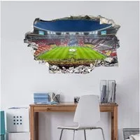 K&L Wall Art Wandtattoo 3D Wandtattoo Fußball FC Bayern München Aufkleber FCB Immer weiter, Mauerdurchbruch Wandbild selbstklebend