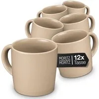 Moritz & Moritz Tasse 12tlg NORDIC Taupe, 12-tlg., Steinzeug, für 12 Personen - spülmaschinen- und mikrowellengeeignet