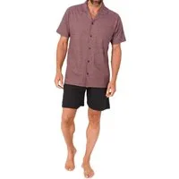Normann Pyjama Herren Kurzarm Schlafanzug Shorty zum durchknöpfen, auch in Übergröße