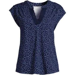 Baumwolle/Modal-Shirt mit Lochstickerei, Damen,  Blau, Elasthan/Baumwoll-Mischung/Baumwolle Modal, by Lands' End