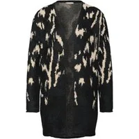 STREET ONE Strickjacke schwarz,Indoor,Polyester,Animalprint,V-Ausschnitt,Lang,Regular Fit