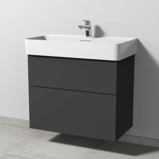 Sanipa 3way Waschtischunterbau zu Laufen VAL Waschtisch mit 2 Auszügen, Graphit-Matt SP8231B