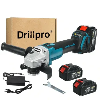 [EU Direct]Drillpro Cordless Brushless Angle Grinder 18V 800W High Power Output with Overload Resistance Compact Tool fo