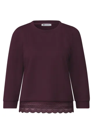 Street One - 3/4-Arm Shirt mit Spitzenkante am Saum 17820_rustic_rouge - Gr. - 38