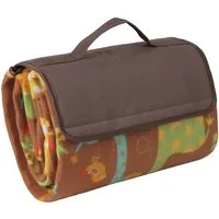 Picknickdecke Picknick Fleecedecke 150 x 135 cm mit wasserfester PEVA Unterseite, BRUBAKER, Große Stranddecke bunt für Wandern, See, Strand