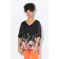 MIAMODA Druckbluse Bluse oversized Mesh Bordürendruck
