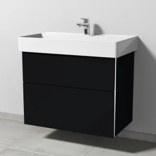 Sanipa 3way Waschtischunterbau zu Duravit Dura Square Waschtisch mit 2 Auszügen, Schwarz-Matt BS42808