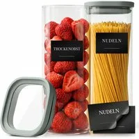 Lemontree Vorratsglas mit Deckel luftdicht inkl. Etiketten für Küche Aufbewahrung, Borosilikatglas, (Vorratsdosen Set inkl. Wasserfesten Etiketten), Glasbehälter Lebensmittel luftdicht für Küche Aufbewahrung