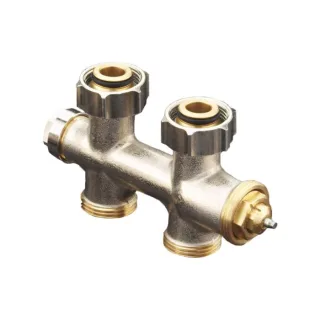 Oventrop Multiblock T Anschlussarmatur 1184023 G 3/4 ÜMxG 3/4 AG, Ein-/Zweirohrarmatur, Durchgang