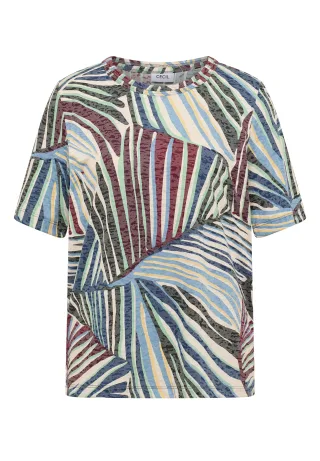 CECIL - T-Shirt im Ausbrenner-Look mit Print palm breeze green - Gr. - L