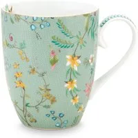 PiP Studio Becher Jolie Flowers Blue Becher mit Henkel gross 0,35 l, Porzellan, Mug Large Jolie Flowers Blue 350ml