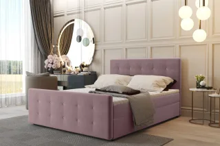 Boxspringbett Schlafzimmerbett CARLOS 200x220cm Stoff Soro Aubergine inkl.Bet...