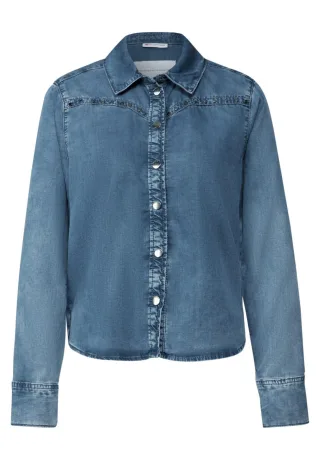 Street One - Jeansbluse mit Nieten blau - Gr. - 36