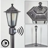 hofstein Pollerleuchte Wegeleuchte m. Bewegungsmelder aus Metall/Glas in Schwarz-Silberfarben, ohne Leuchtmittel, Außenleuchte, Gartenlampe, IP44, 1x E27, ohne Leuchtmittel