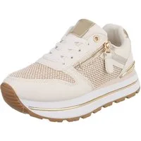 Ital-Design Stylischer Sneaker mit Reißverschluss für Damen Sneaker (91260966) Keilabsatz/Wedge Sneakers Low in Beige