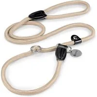 lionto Moxonleine mit Zugbegrenzung & Stopper 120 cm, Nylon, Lederimitat (1-tlg), Retrieverleine, sicher, stylisch & vegan
