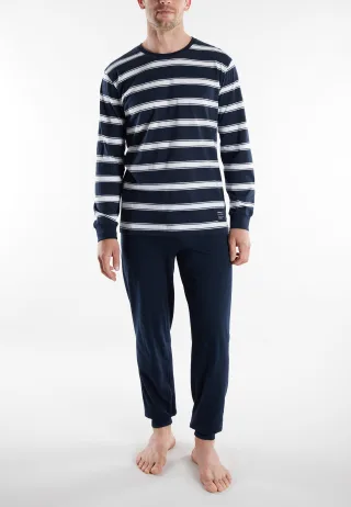 TOM TAILOR BODYWEAR - Nachtwäsche Männlich blau-mittel-Ringel - Gr. - 48