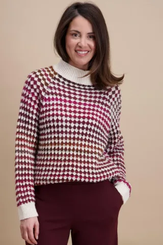 signe nature - Strickpullover mit Muster rot - Gr. - M