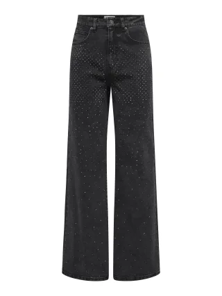 ONLY - ONLHOPE RHINESTONE HW WIDE DNM BJ Washed Black - Gr. - 31/32