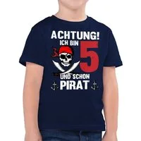 Shirtracer T-Shirt Achtung Ich bin 5 und schon Pirat, Piraten Geburtstag 5 Jahre (1-tlg) 5. Geburtstag