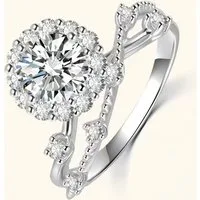Jumpeak Diamantring Labor-Diamant Ring,Halo Design,1ct,Versprechen Ring,Jahrestag Ring, 14K Gold,Frauen Schmuck,Geschenk,Eleganter Ring,D,VS1,Verlobungsring