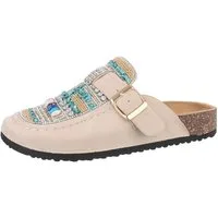 Ital-Design Damen Mules Freizeit Pantolette (85878281) Flach Pantoletten in Beige
