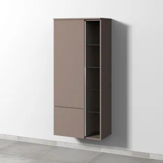 Sanipa 3way Stauraumschrank mit 1 Tür, 1 Auszug und offenen Fächern, Taupe-Matt BP1821T