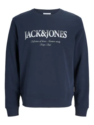 JACK&JONES - JJDEVIN DAYTONA PRINT SWEAT CREW NECK Navy Blazer - Gr. - XXL