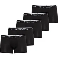 TOM TAILOR Boxershorts TOM TAILOR Herren Hip Pants schwarz uni 5er Pack (5-St)
