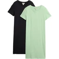 bonprix Jerseykleid (Packung, 2-tlg) casual Stil, im 2er-Pack, aus Baumwolle, bequeme Passform