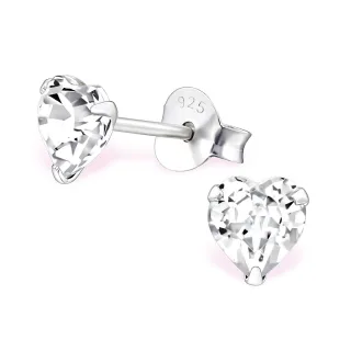 Kristall Herz Ohrringe aus 925 Silber