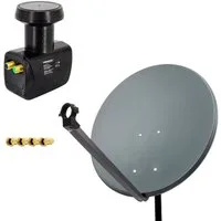 PremiumX SAT Anlage 80cm Satellitenschüssel Twin LNB 4x F-Stecker SAT-Antenne