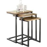 SoBuy Satztisch FBT102, Wohnzimmertisch Kaffeetisch Ablagetische, C-Form, 3er Set Beistelltisch Satztisch Couchtisch Stapelbar Sofatisch
