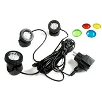 Arnusa LED Teichleuchte 3er Gartenspot Pflanzenstrahler Unterwasserbeleuchtung, Farbauswahl, LED wechselbar, Weiß, Gelb, Blau, Rot, Grün, mit Farbfilterscheiben