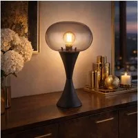 GLOBO LIGHTING LED Tischleuchte, Leuchtmittel inklusive, Tischleuchte Tischlampe schwarz Wohnzimmerlampe Opalglas LED H36,9 cm