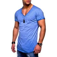 behype T-Shirt BHSOLIN Herren Basic Kurzarm V-Neck Oversized Shirt V-Ausschnitt