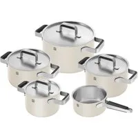 Zwilling Topf-Set Pure, Edelstahl 18/10 (Set, 5-tlg., 3 Kochtöpfe (16, 20 & 24 cm), Bratentopf 20 cm, Stieltopf 16 cm), Stay-Cool-Griffe, 3-lagige Bodentechnologie