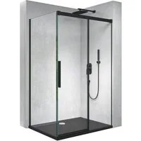 doporro Eckdusche Duschkabine schwarz Schiebetür Duschabtrennung ESG mit NANO, BxT: 100x80 cm