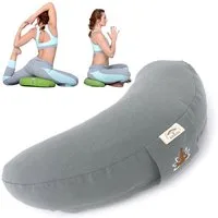 SEI Design Yogakissen Meditationskissen Yogakissen Halbmond mit Buchweizenschalen Füllung, gesticktes Motiv