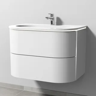 Sanipa 4balance Keramik-Set mit 2 Auszügen und LED-Beleuchtung, Weiß-Matt, DL41201 DL41201
