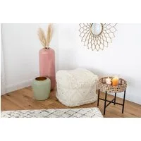 Kayoom Pouf Bohist 525 50cm x 50cm, Strukturen mit Fransen und Quasten (1-St), handgefertigt, Unikat, sehr gut kombinierbar, vielfältig im Einsatz